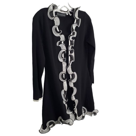Talk of the Walk Jackets & Blazers - Talk of the Walk Boutique Size S Jacket Light Knit Ruffle Frilly Flyaway Duster